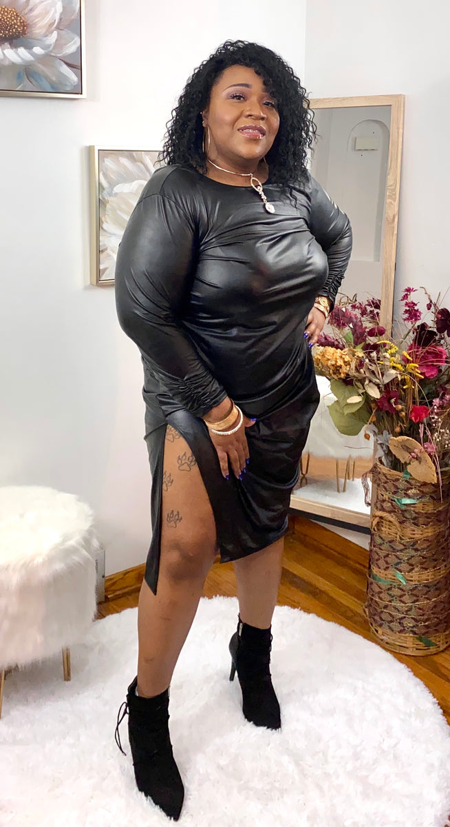 black leather dress plus size Detail Boutique - Without Me Size:S+ button front detail and brat Sherri Hill Dress 55214