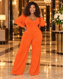 Unbothered Jumpsuit & Crop Top Set (Orange)