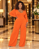 Unbothered Jumpsuit & Crop Top Set (Orange)