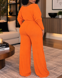 Unbothered Jumpsuit & Crop Top Set (Orange)