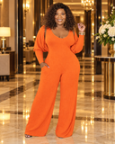 Unbothered Jumpsuit & Crop Top Set (Orange)