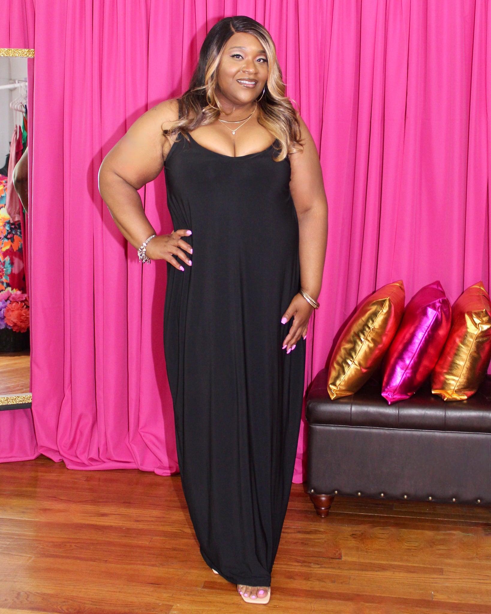 plus size ladies maxi dresses Plus Size Carlette Bodycon Maxi Dress -Black 1X / Black at Curvy Sense