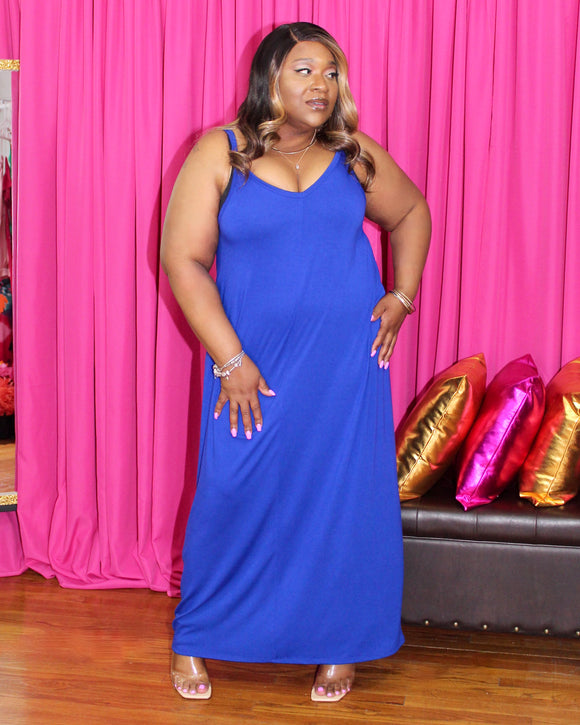 Basic Maxi Dress - Cobalt Blue