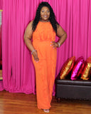 Olivia Ruffled Jumpsuit - Carrot