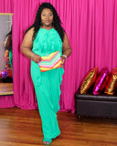 Olivia Ruffled Jumpsuit - Emerald