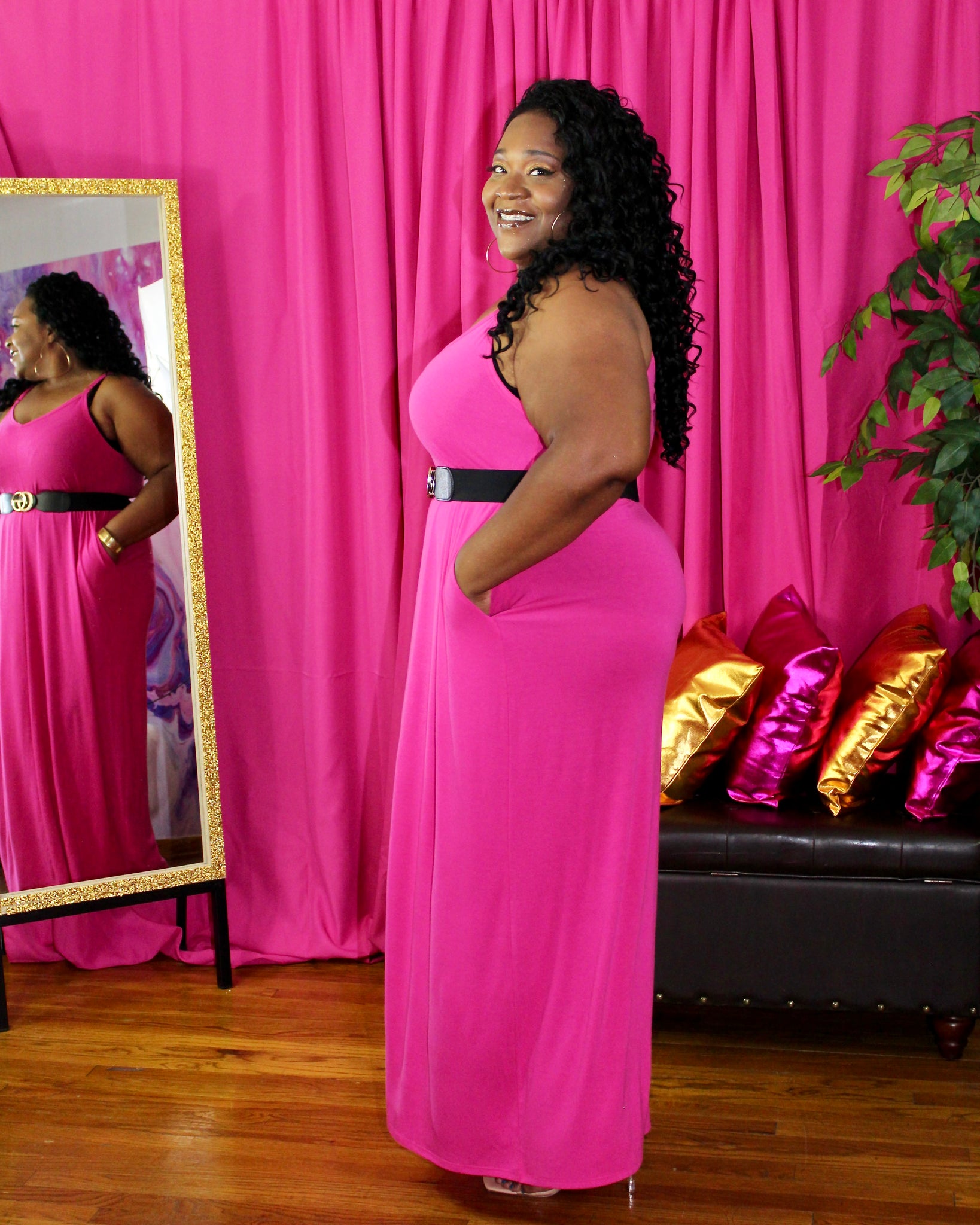 Pink plus maxi dress Clearance