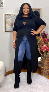 Cross Me Tunic Top - Black