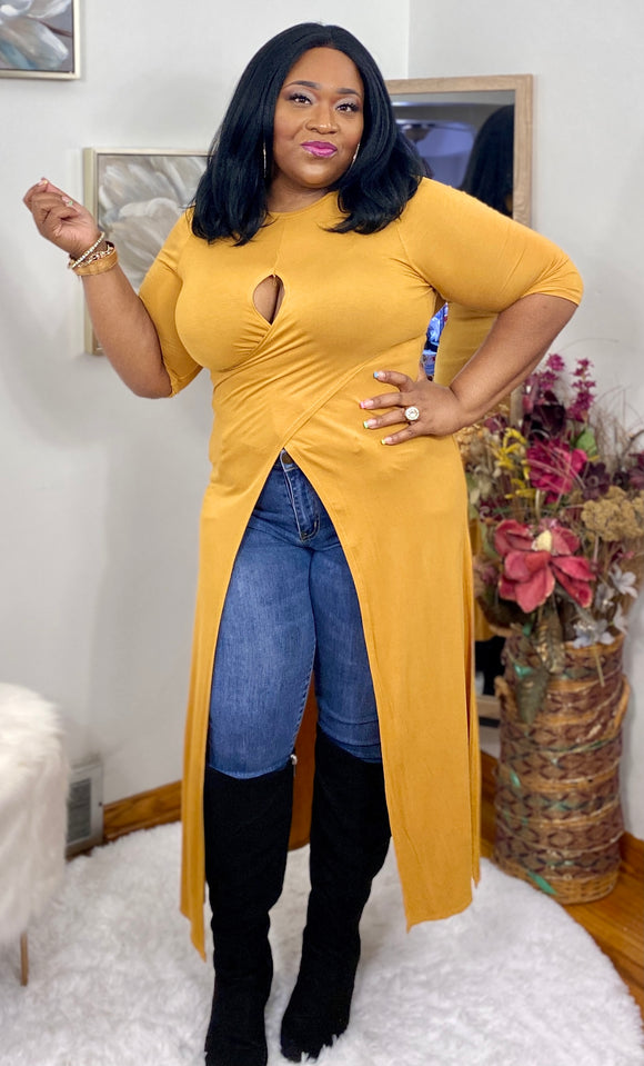 Cross Me Tunic Top - Gold