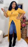 Cross Me Tunic Top - Gold