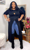 Cross Me Tunic Top - Black