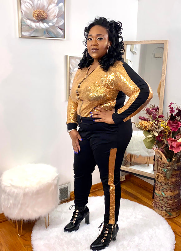 Glam Joggers Suit - Gold