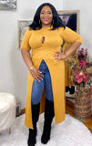 Cross Me Tunic Top - Gold